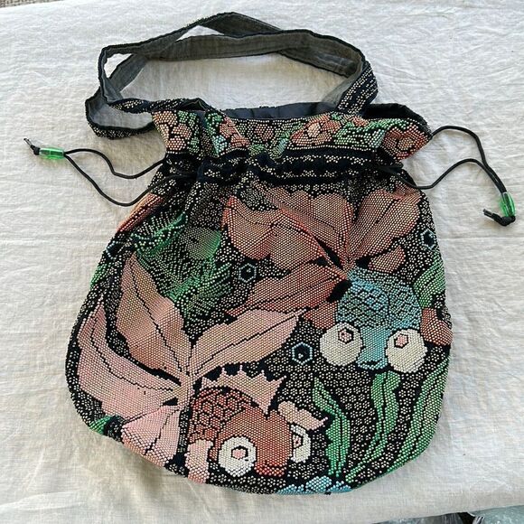Vintage Angel Fish Floral 1970’s Beaded Bag - Picture 1 of 8